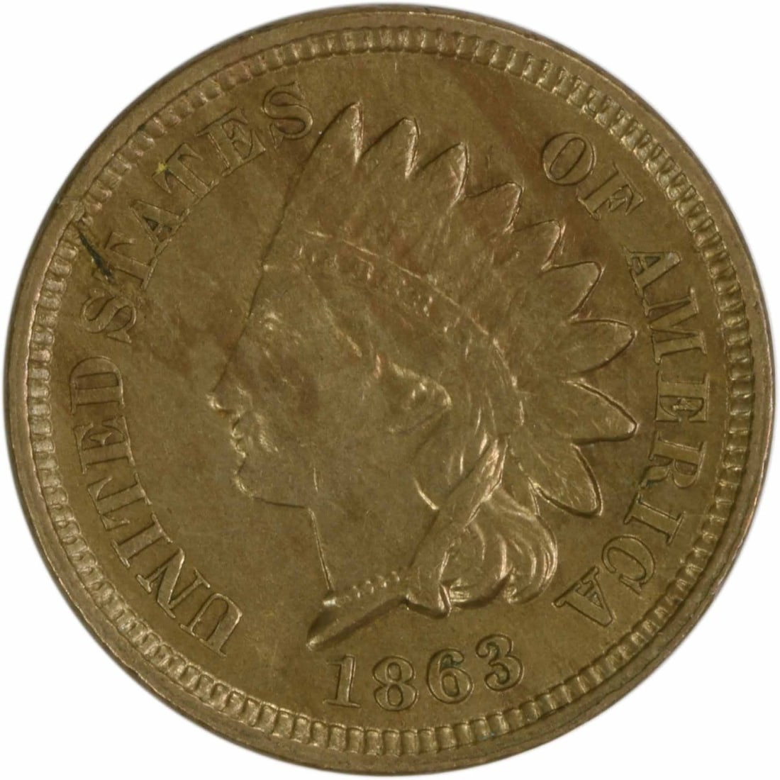 1863 Indian Head copper small cent AU uncertified (1 of 2)