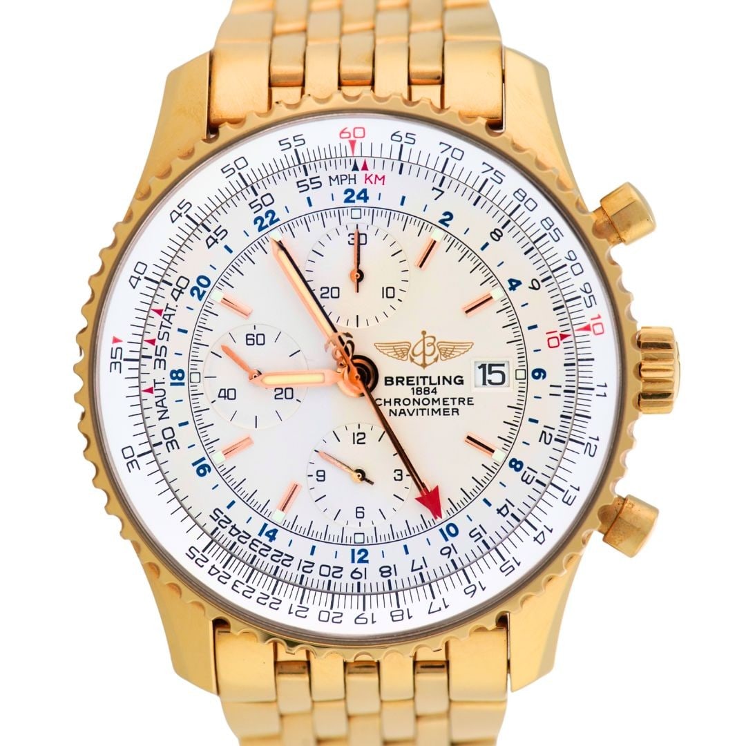 Breitling Navitimer World 18K Yellow Gold Chronograph Watch (1 of 9)