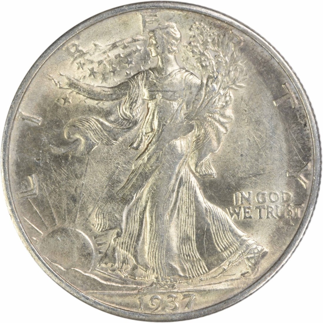 1937 San Francisco Walking Liberty Half Dollar 90 Percent Silver AU Uncertified: 1937 San Francisco Walking Liberty Half Dollar 90 Percent Silver AU Uncertified This 1937-S Walking Liberty Half Dollar features the iconic design by Adolph Alexander Weinman and was struck at the San