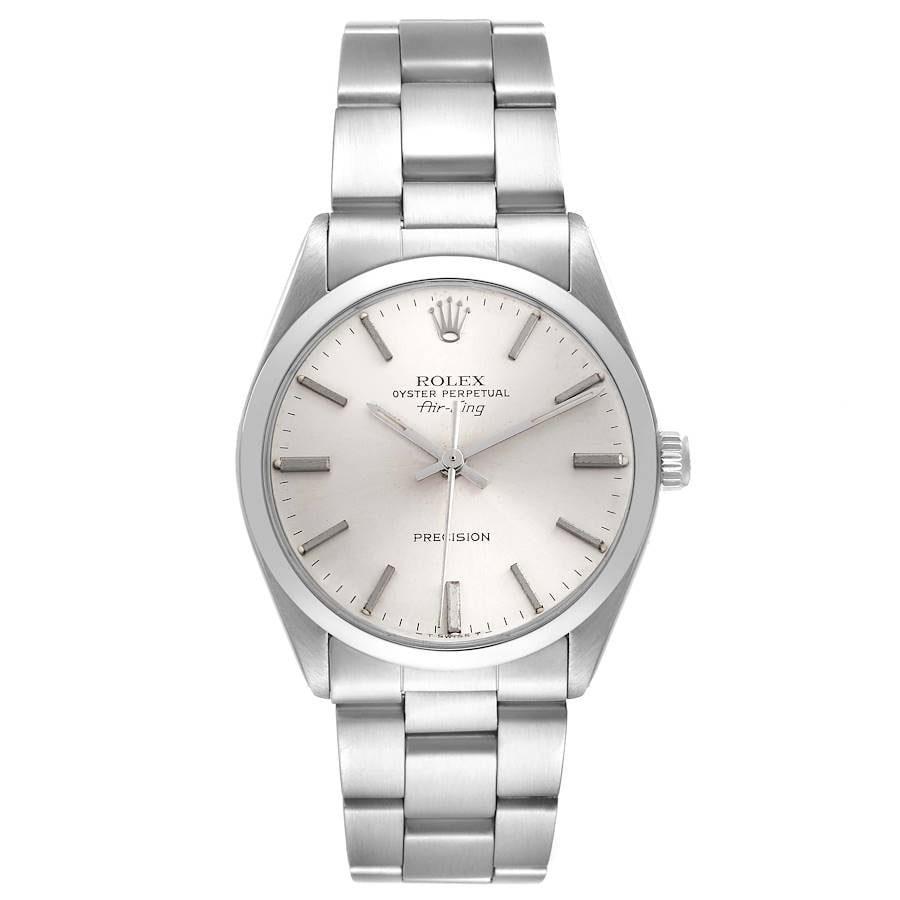 Rolex Air-King 5500 Silver Dial Folded Oyster Bracelet Papers 1977: Rolex Air-King 5500 Silver Dial Folded Oyster Bracelet Papers 1977 This Rolex Air-King features a refined silver dial complemented by a smooth bezel and is paired with a classic folded Oyster bracelet