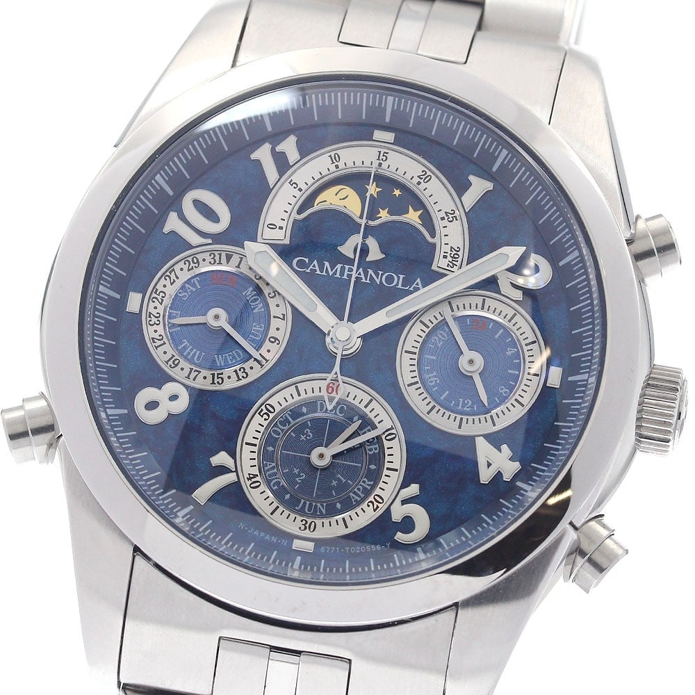 Citizen Campanola Grand Complication Mens Quartz Wristwatch CTR57-1101: Citizen Campanola Grand Complication Mens Quartz Wristwatch CTR57-1101 Citizen CTR57-1101/6771-T010750 Campanola Grand Complication Quartz men's wristwatch. Pre-owned condition. Made in Japan. Specifi