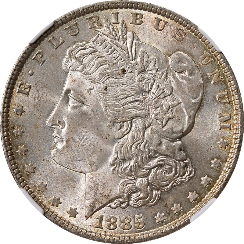 NGC MS64 1885 Philadelphia Morgan Silver Dollar with Toned Surface (1 of 4)