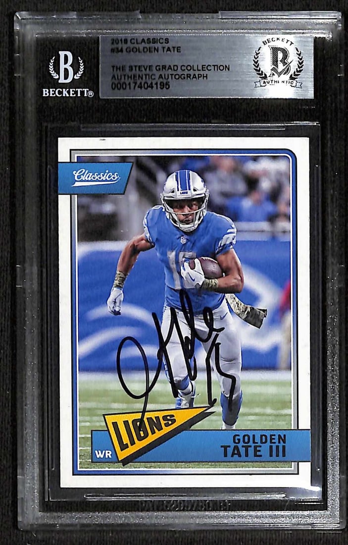 Golden Tate 2018 Classics #34 Signed Football Card Beckett Authenticated (1 of 1)