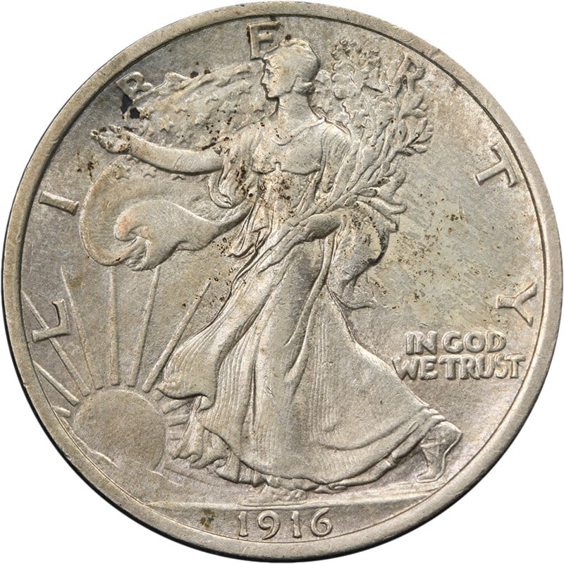 1916 P Walking Liberty Half Silver UNCERTIFIED BU Details: 1916 P Walking Liberty Half Silver UNCERTIFIED BU Details This 1916-P Walking Liberty Half Dollar is an uncirculated coin featuring brilliant uncirculated (BU) details. It displays attractive eye appe