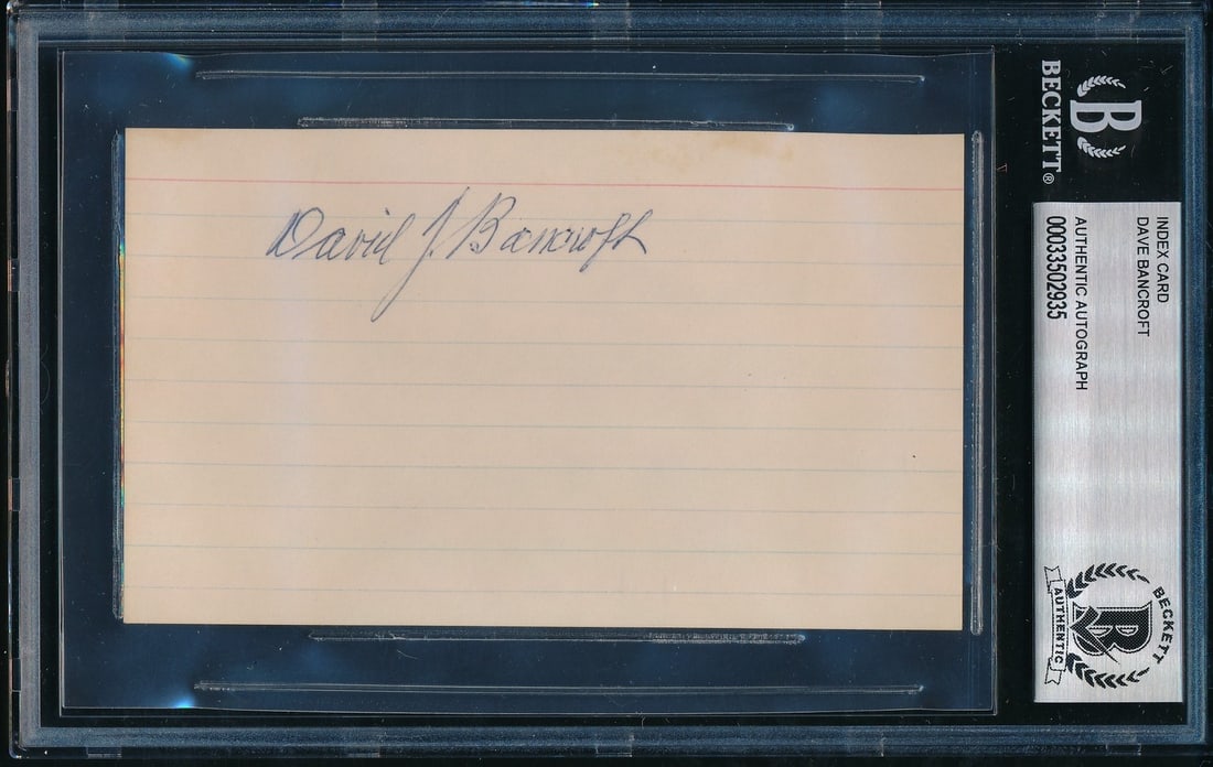 Dave Bancroft Signed 3x5 Index Card for Phillies BAS Authenticated (1 of 2)