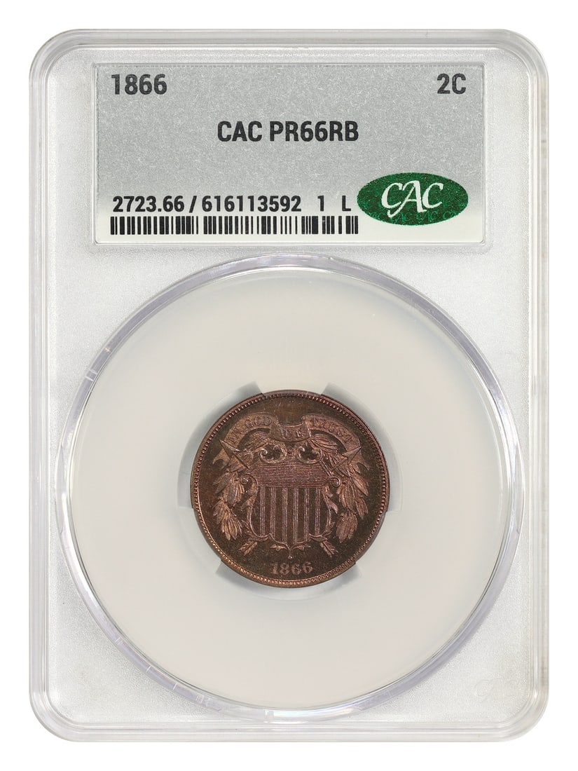 1866 2C Proof Coin CACG PR66RB Red Brown (1 of 6)