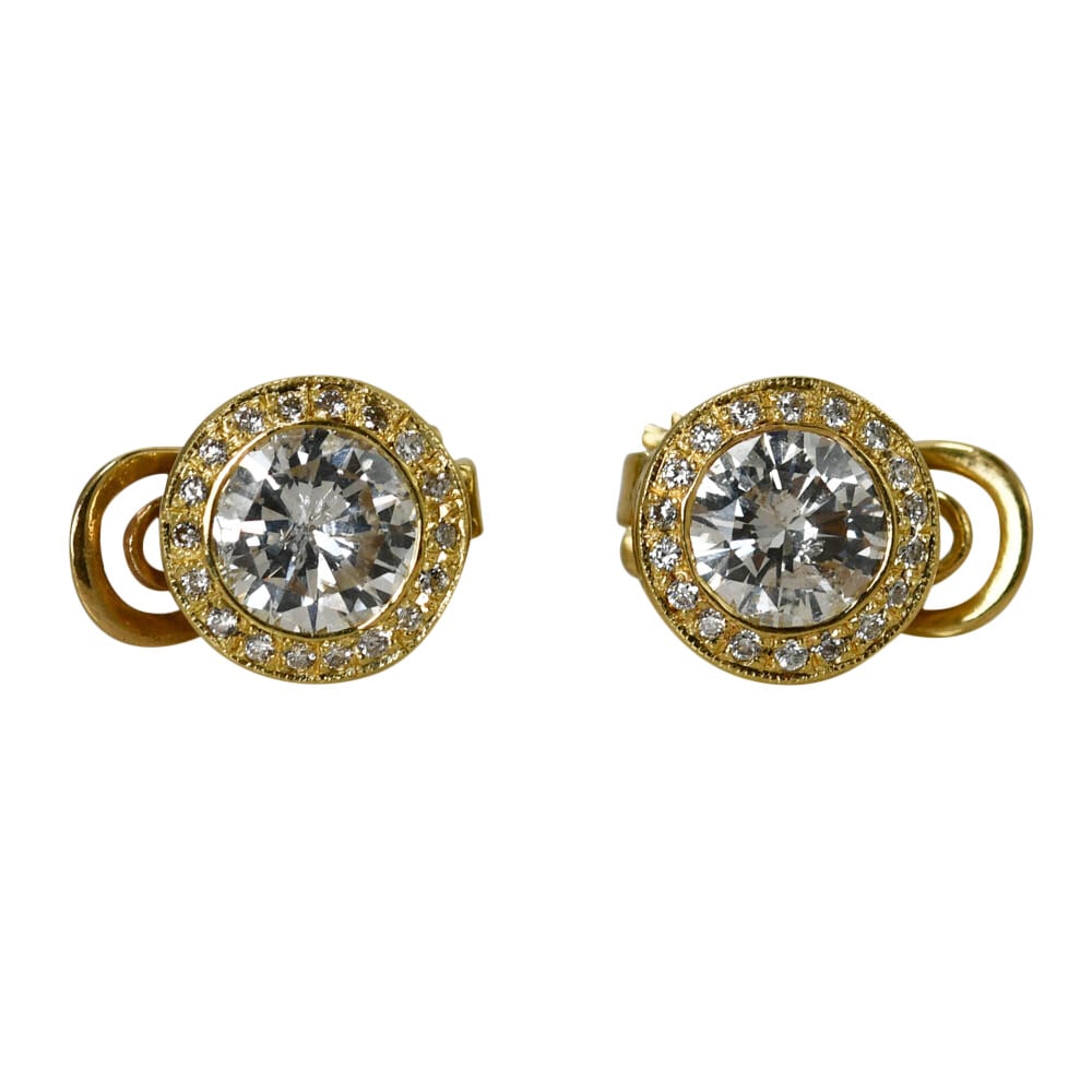 Clip Back Diamond Stud Earrings 14K Yellow Gold (1 of 5)