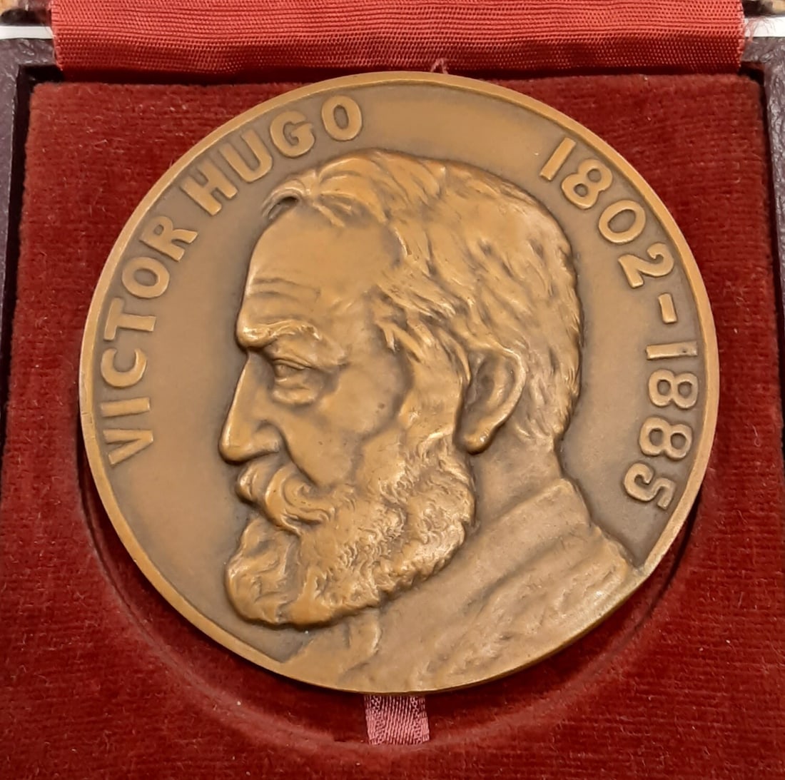 Uncirculated French Bronze Victor Hugo Medal by Lamourdedieu in Velvet Case (1 of 2)