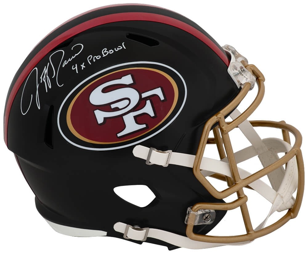 Signed Jeff Garcia 49ers Rivalries Riddell full size speed replica helmet 4x Pro Bowl: Signed Jeff Garcia 49ers Rivalries Riddell full size speed replica helmet 4x Pro Bowl This is a San Francisco 49ers Rivalries black Riddell full size speed replica helmet, hand-signed by Jeff Garcia. 