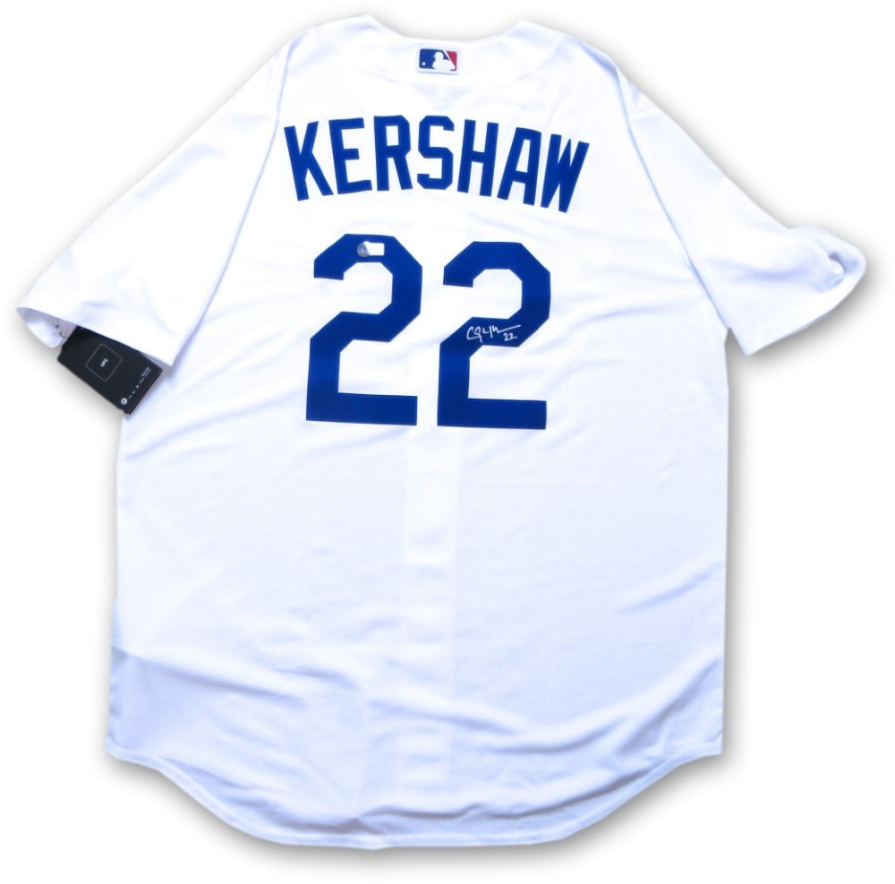 Clayton Kershaw Autographed Jersey Los Angeles Dodgers Beckett Authenticated: Clayton Kershaw Autographed Jersey Los Angeles Dodgers Beckett Authenticated This is an original autographed jersey of Clayton Kershaw, featuring the Los Angeles Dodgers team colors and logo. The jers
