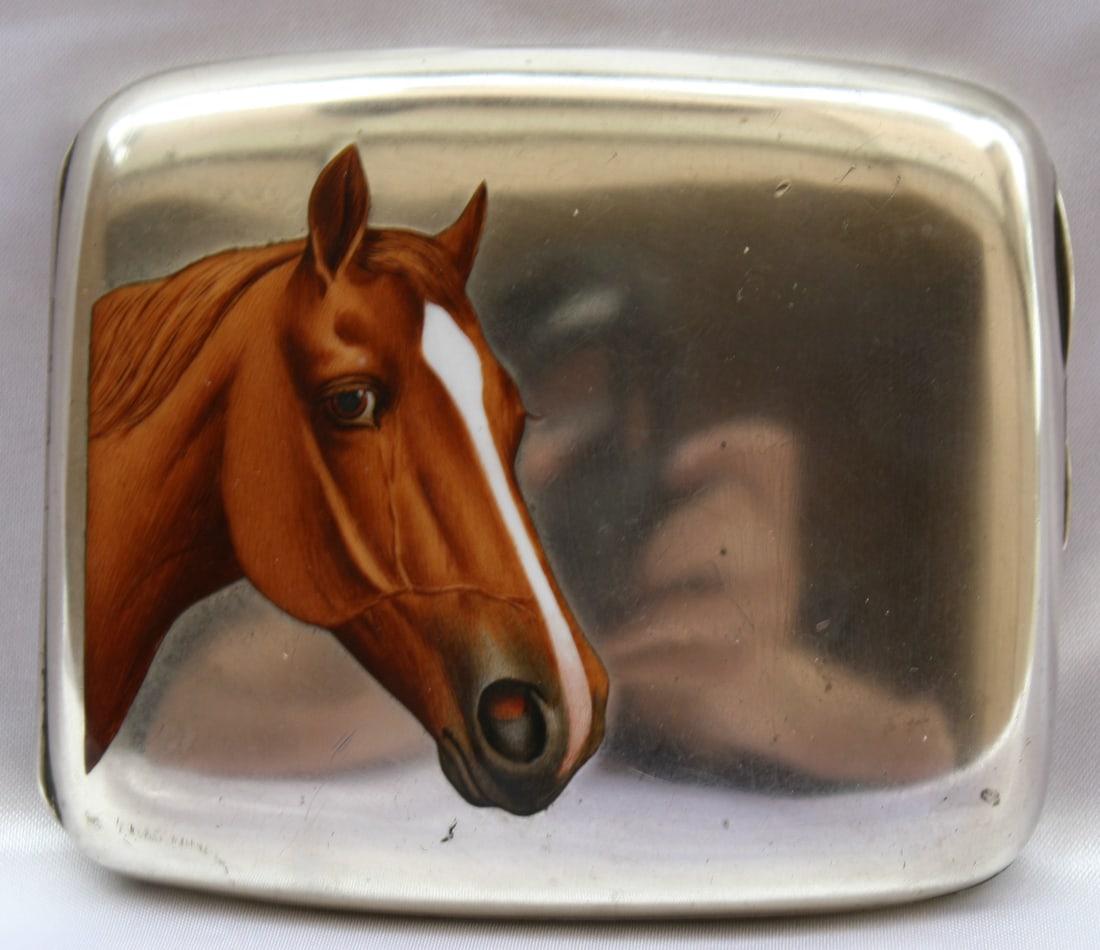 19th Century European 900 Silver Enameled Horse Box Hallmarked (1 of 5)