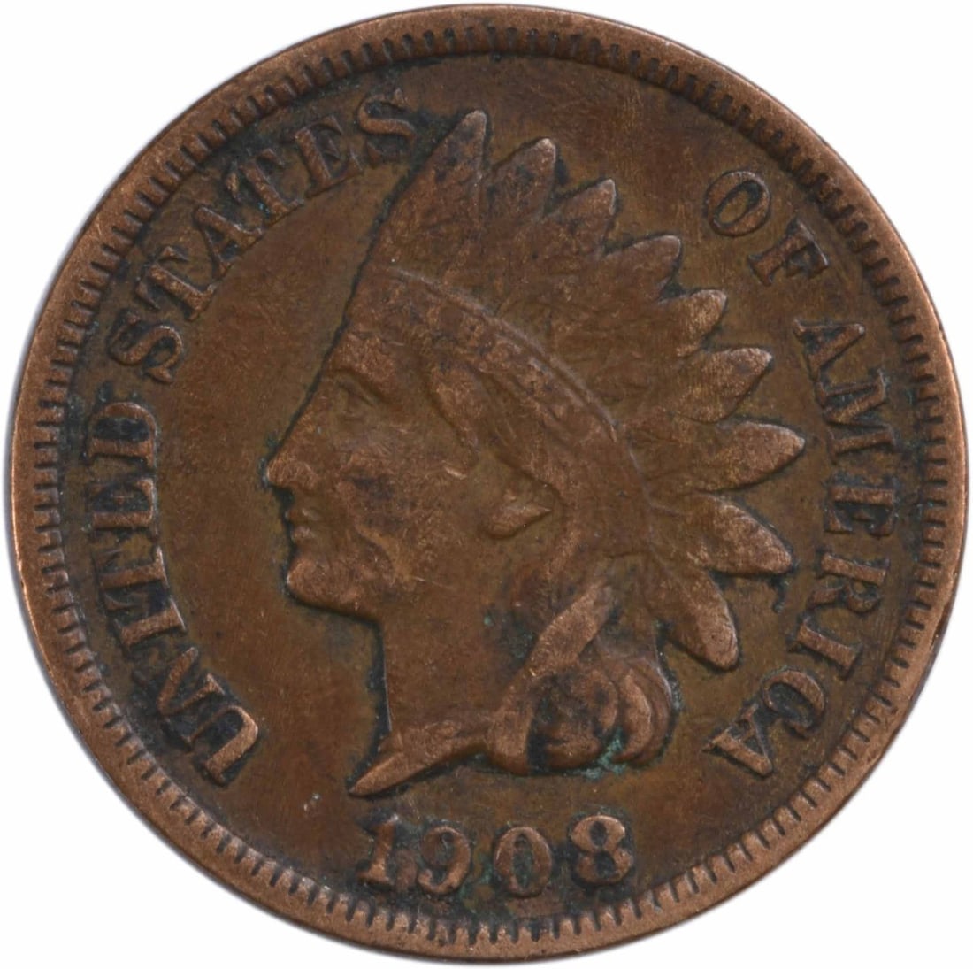VF 1908-S Indian Head copper small cent: VF 1908-S Indian Head copper small cent This is a 1908-S Indian Head Cent from the United States, composed of copper. The coin is circulated and graded as VF (Very Fine), reflecting moderate wear but 