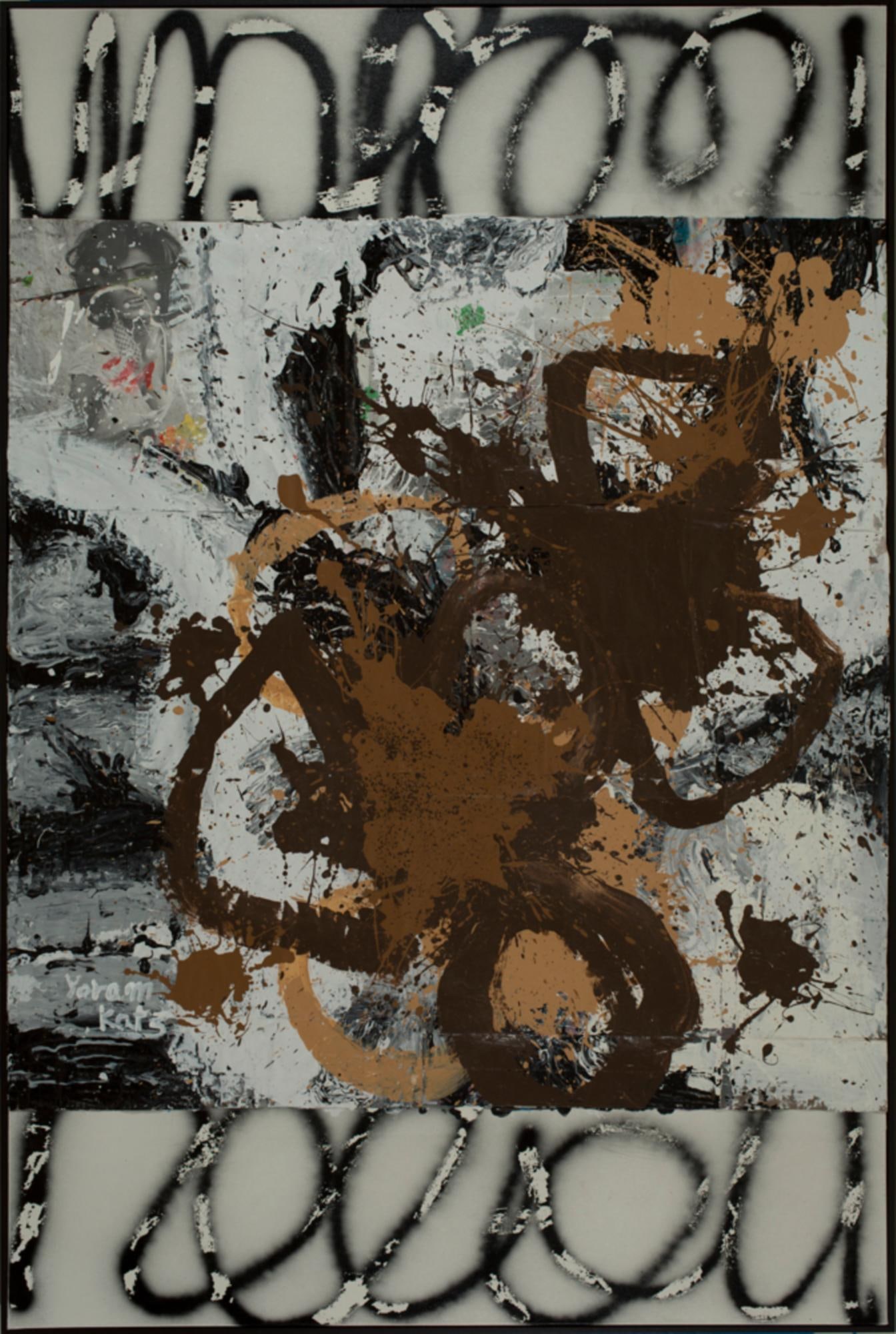 Yoram Katz Framed Abstract Expressionist Painting Blast 72 x 48 in: Yoram Katz Framed Abstract Expressionist Painting Blast 72 x 48 in "Blast" is a captivating abstract painting by Yoram Katz, created in 2016. This framed piece measures 72 x 48 inches and features a d
