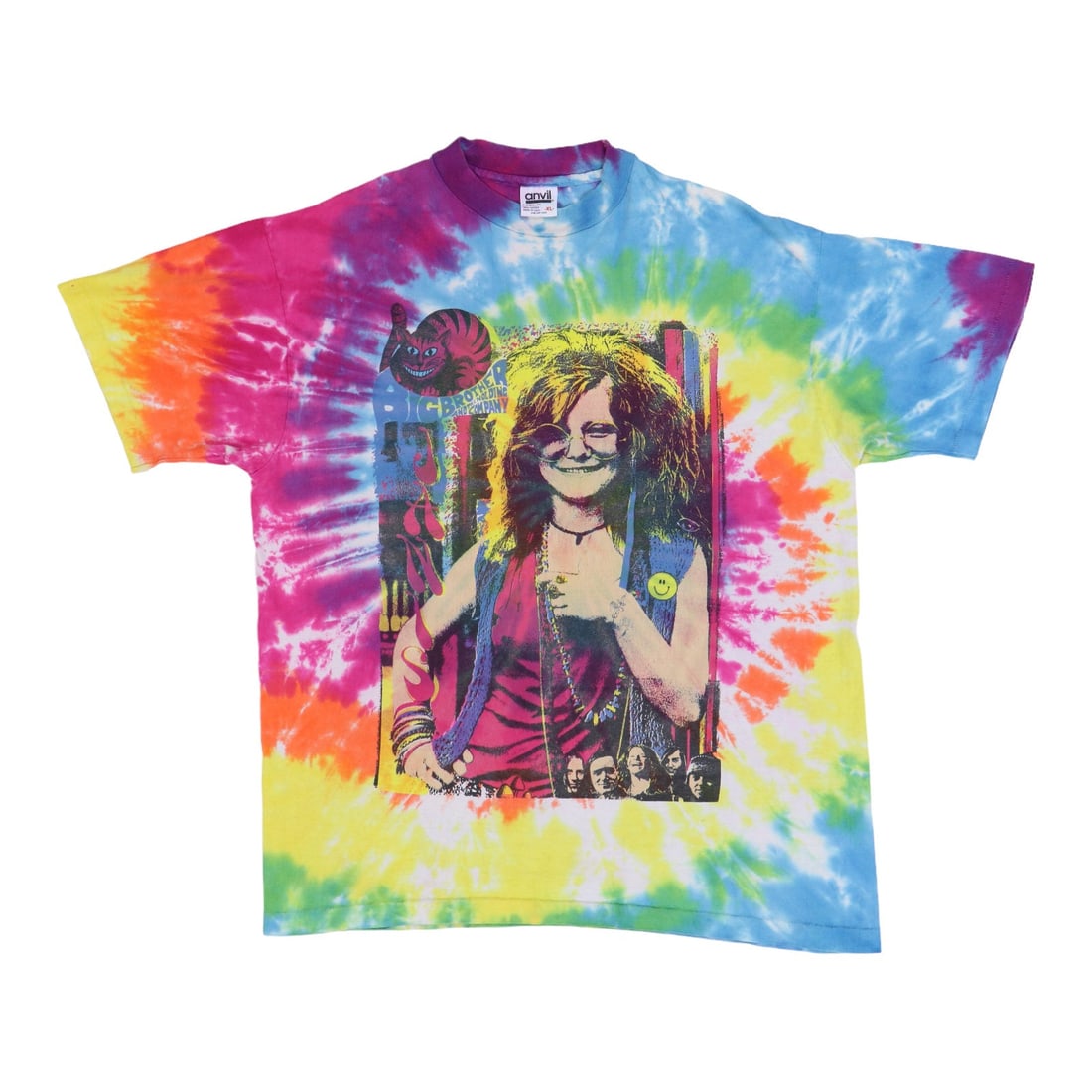 Vintage 1990s Janis Joplin Green Tie Dye Cotton T-Shirt Extra Large (1 of 5)