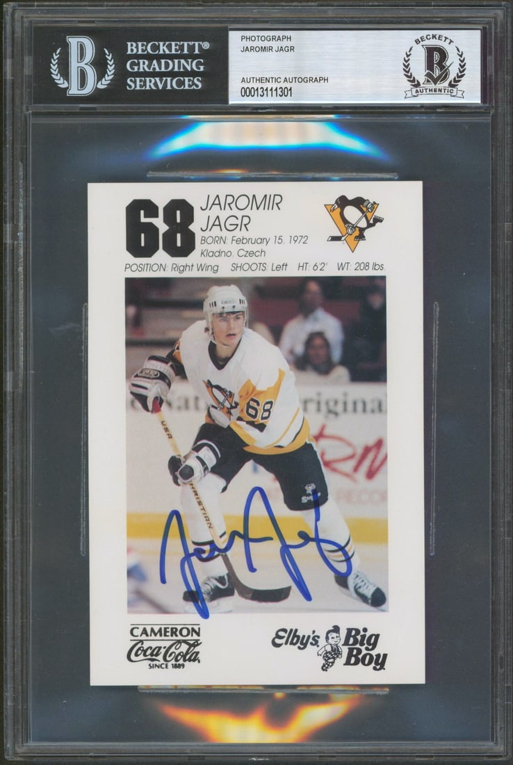 Jaromir Jagr Signed Pittsburgh Penguins 4x6 Photo Beckett Slabbed (1 of 2)