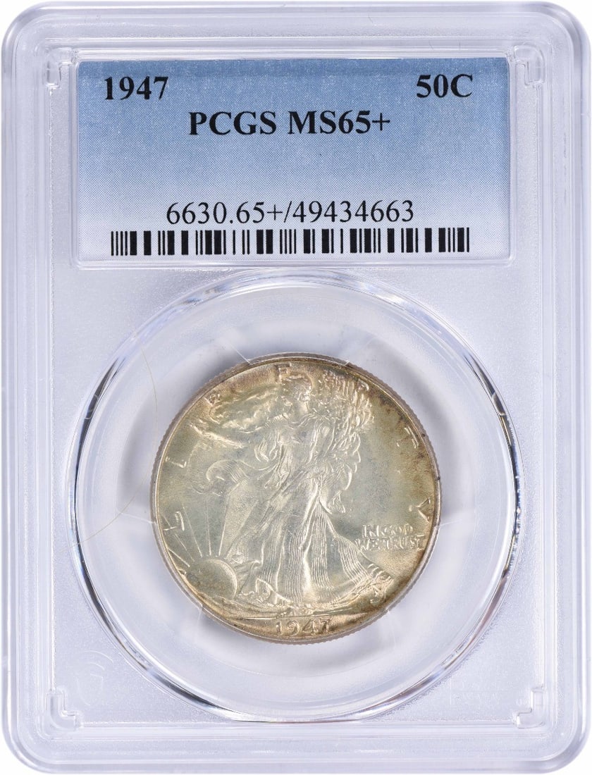 1947 Walking Liberty Half Dollar MS65 PCGS Uncirculated Silver Coin: 1947 Walking Liberty Half Dollar MS65 PCGS Uncirculated Silver Coin This 1947 Walking Liberty Silver Half Dollar is a stunning example of American coinage, graded MS65+ by PCGS, indicating its excepti