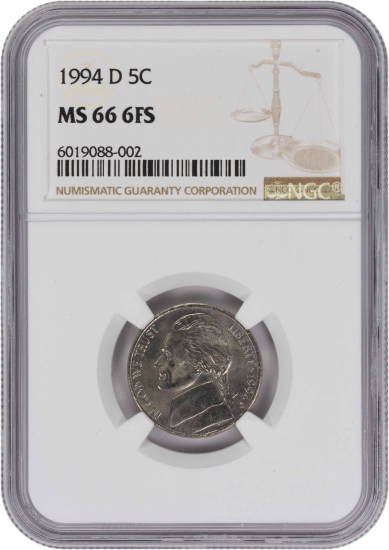 NGC MS66 Denver Mint 1994 Jefferson Nickel 6 Full Steps (1 of 2)