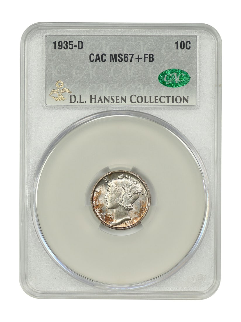 CACG MS67+FB 1935-D Mercury Dime 10C ex D.L. Hansen (1 of 4)