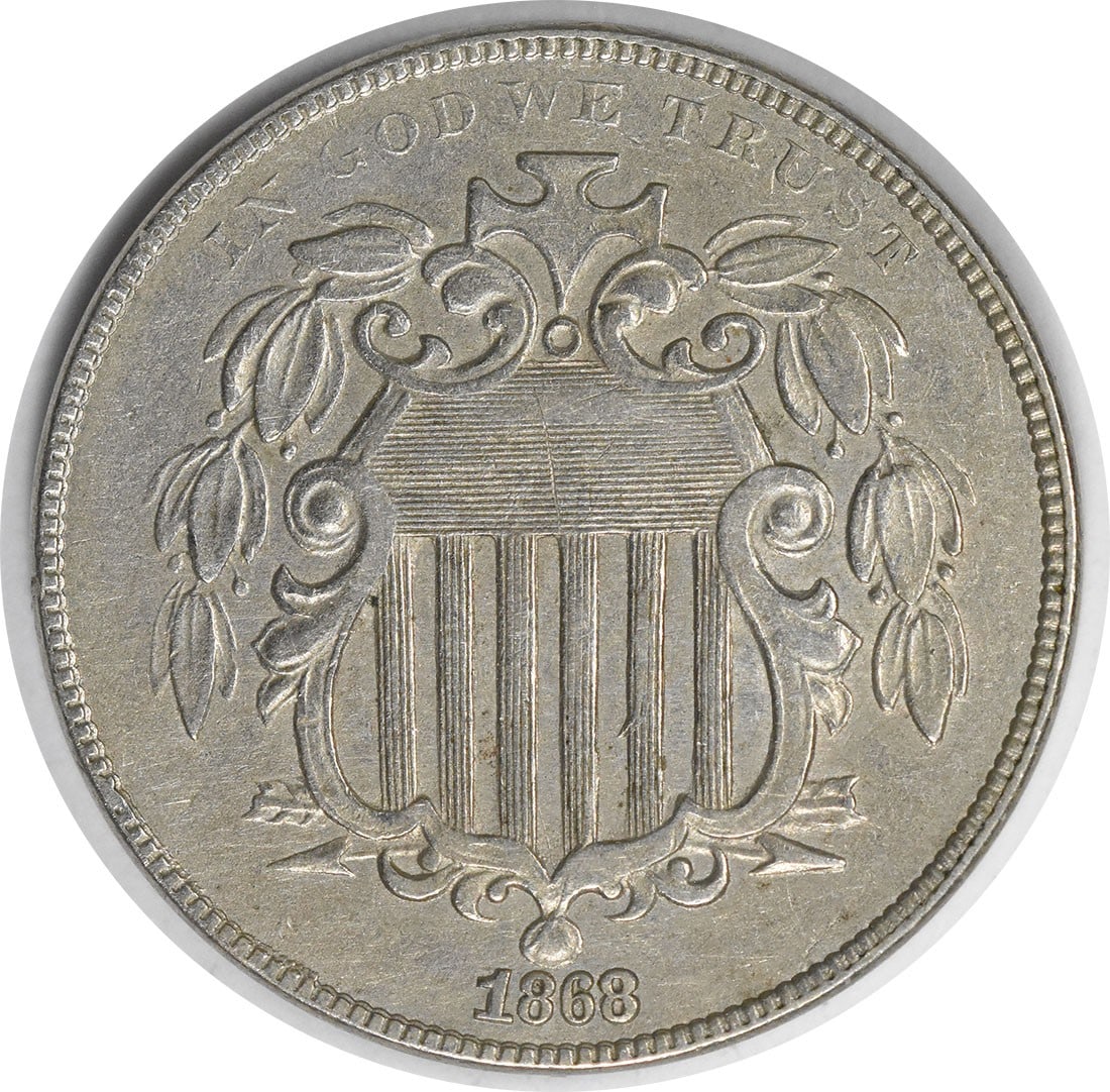 1868 5C Shield Nickel AU Philadelphia Uncertified (1 of 2)