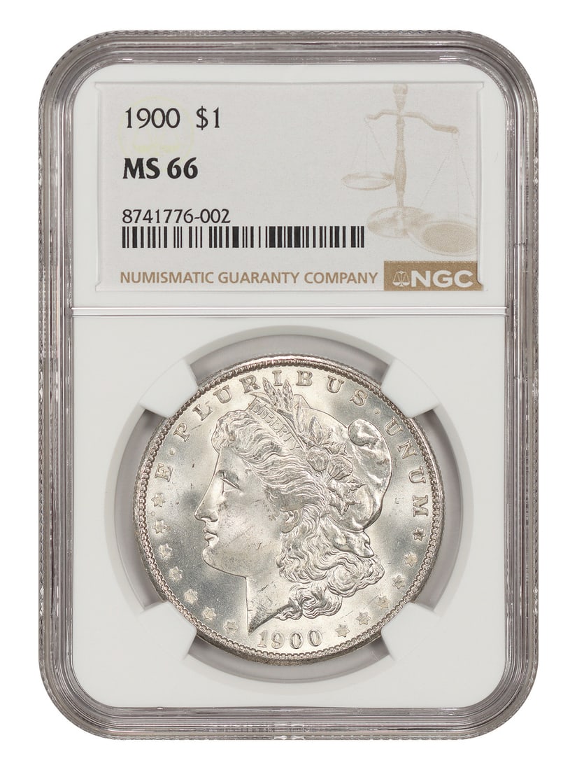 NGC MS66 1900 Morgan Dollar $1 Philadelphia Mint: NGC MS66 1900 Morgan Dollar $1 Philadelphia Mint 1900 Morgan Dollar $1 certified by NGC and graded MS66. This uncirculated Philadelphia issue is a turn-of-the-century date and is described as a popula