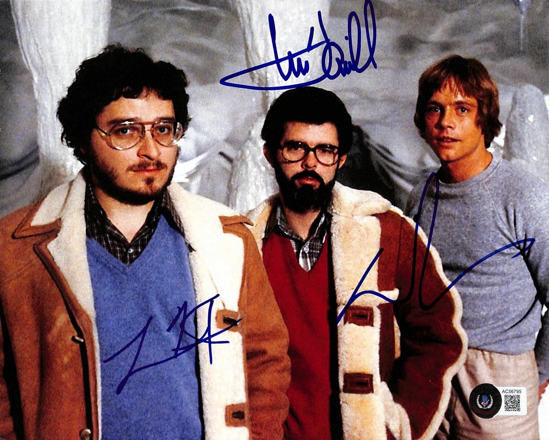 Star Wars ESB Signed Photo by Lucas Hamill Kasdan Beckett Authenticated: Star Wars ESB Signed Photo by Lucas Hamill Kasdan Beckett Authenticated This incredibly rare 8x10 color photograph is a stunning behind-the-scenes image taken during the production of Star Wars: The E