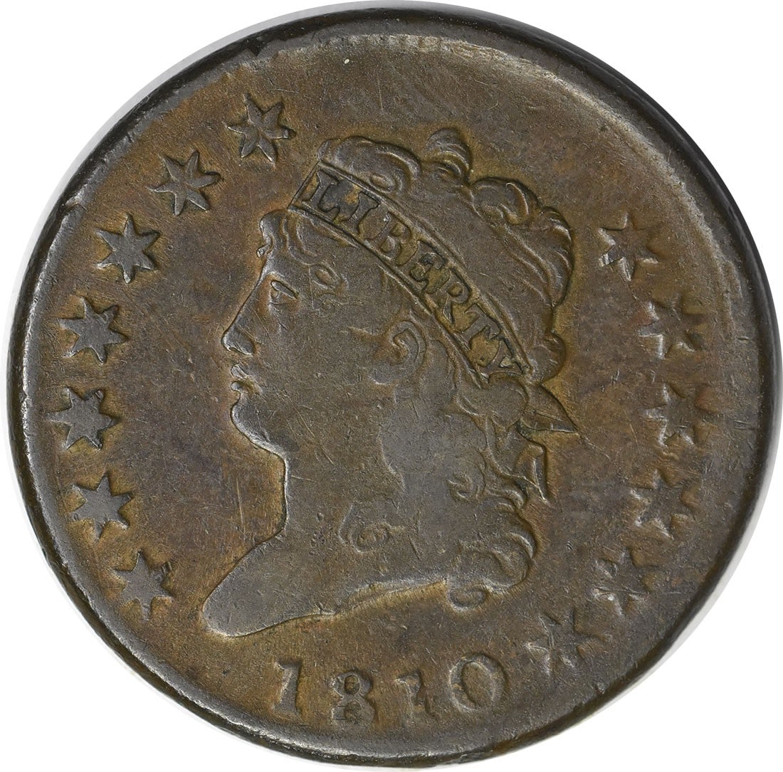 1810 Large Cent VF Copper Classic Head Coin by John Reich (1 of 2)