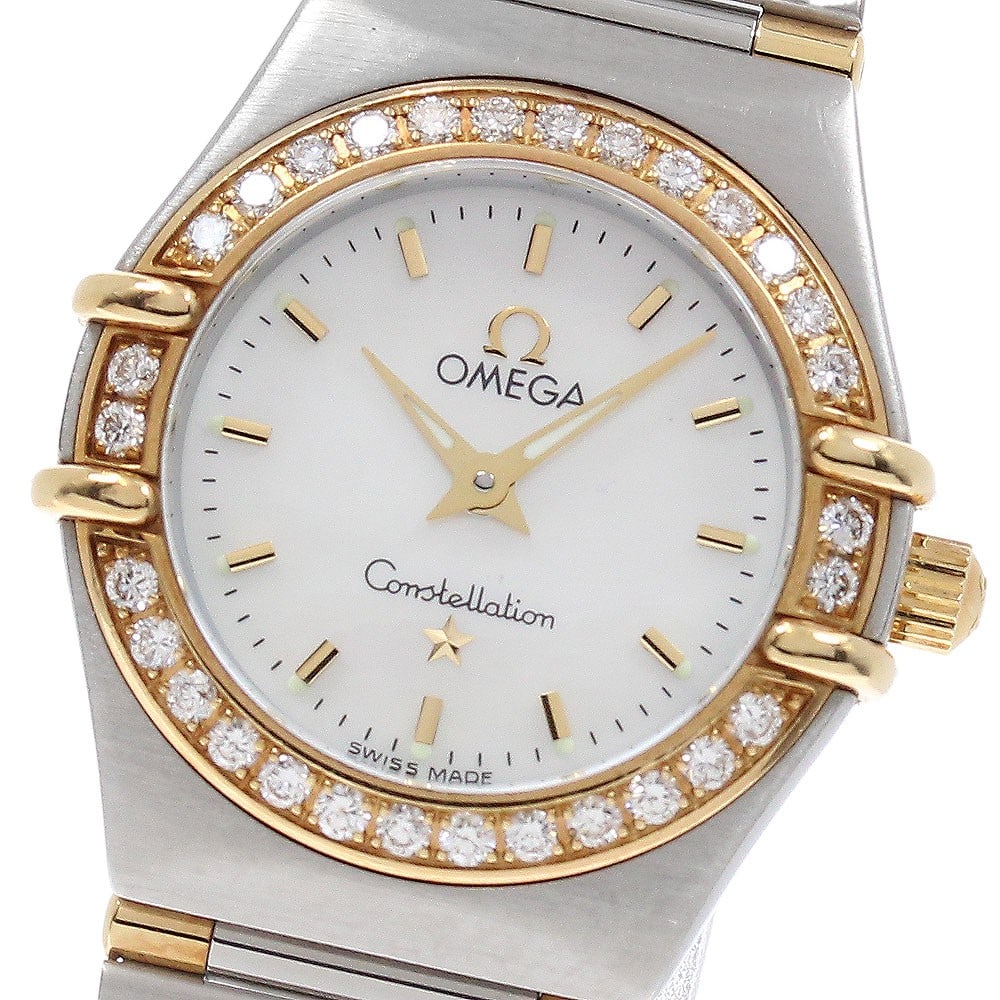 OMEGA Constellation 1367.70 womens quartz wristwatch diamond bezel: OMEGA Constellation 1367.70 womens quartz wristwatch diamond bezel OMEGA Constellation Mini diamond bezel quartz women's wristwatch. This pre-owned Swiss-made watch is designed for women and features 