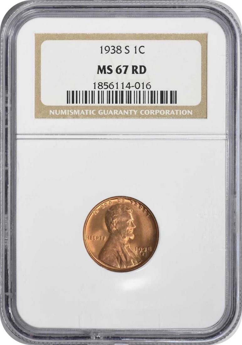 1938-S Lincoln Wheat Cent RPM 3 MS67RED NGC Uncirculated: 1938-S Lincoln Wheat Cent RPM 3 MS67RED NGC Uncirculated This 1938-S/S Lincoln Cent, graded MS67 Red by NGC, is an uncirculated example of the classic small cent. Minted in San Francisco, this coin fe