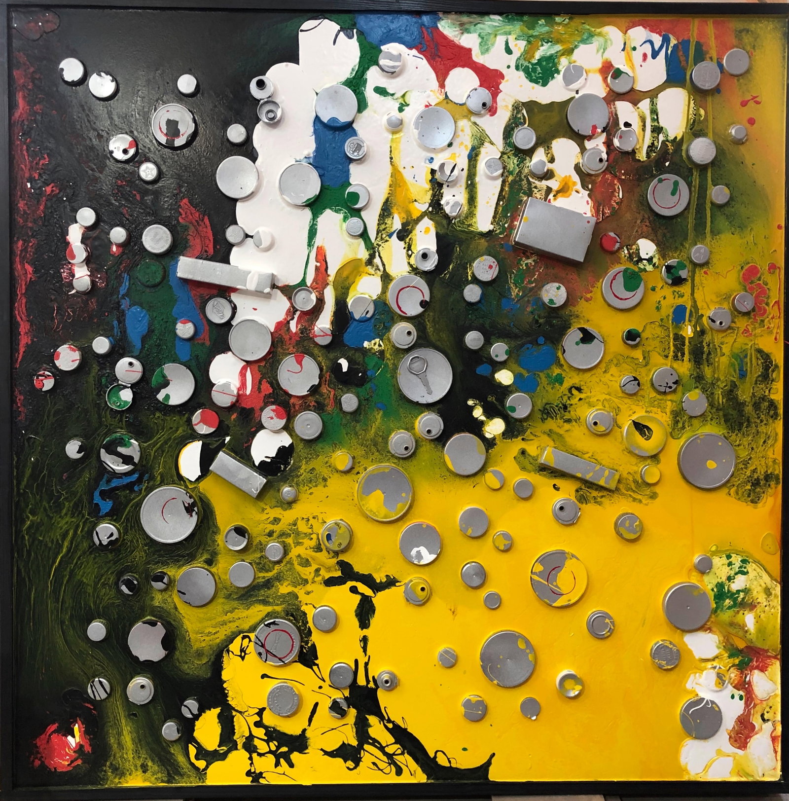 Yoram Katz Abstract Expressionist Mixed Media Artwork 48 x 48 in The Key (1 of 5)