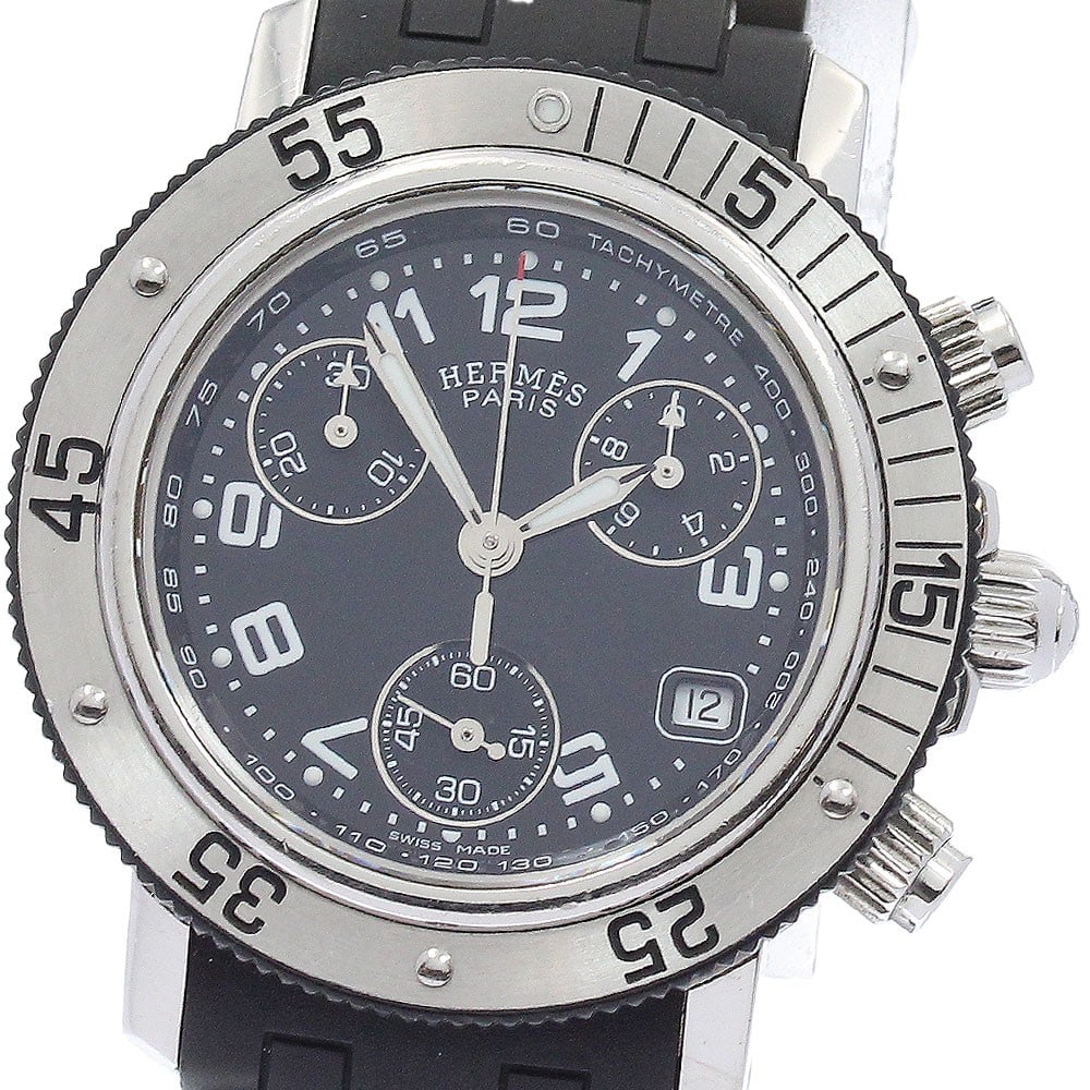 Hermes Clipper Diver Quartz Chronograph Womens Stainless Steel Watch CL2.315 (1 of 6)