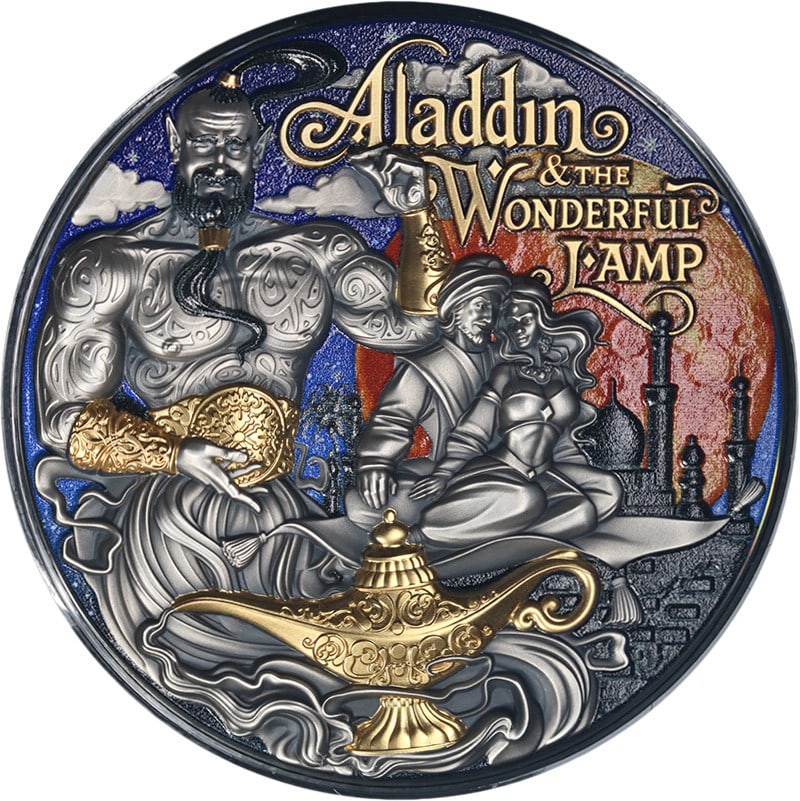 2025 Niue 2 Oz Silver $5 Aladdin Coin Uncirculated OGP COA (1 of 3)