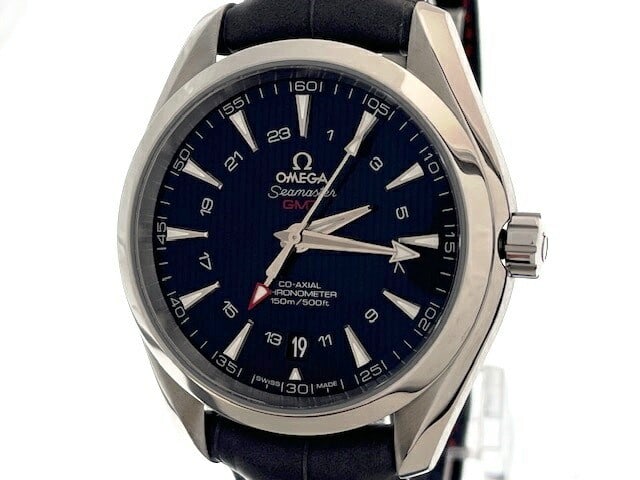OMEGA Aqua Terra GMT Men's Wristwatch 231.13.43.22.01.001: OMEGA Aqua Terra GMT Men's Wristwatch 231.13.43.22.01.001 This is an OMEGA Seamaster Aqua Terra GMT 231.13.43.22.01.001 men's wristwatch. Crafted in Switzerland, this pre-owned timepiece is designed f