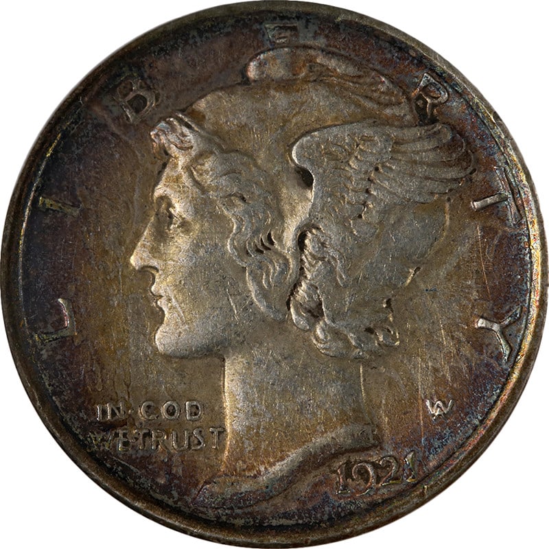 1921-P Mercury Dime NGC AU Details Full Split Bands Key Date: 1921-P Mercury Dime NGC AU Details Full Split Bands Key Date This 1921-P Mercury Dime is a key date coin that showcases excellent eye appeal and a remarkable strike. Graded by NGC as AU Details, it fe