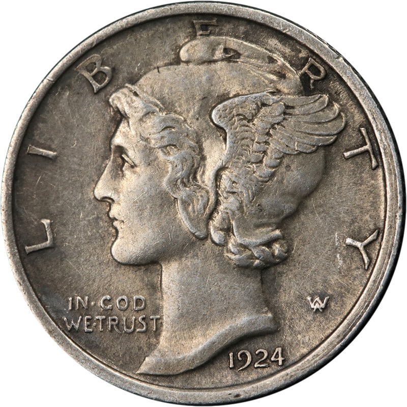 1924-D Mercury Dime BU Full Split Bands Strong Appeal: 1924-D Mercury Dime BU Full Split Bands Strong Appeal This stunning 1924-D Mercury Dime showcases exquisite eye appeal with its brilliant luster and strong strike. The coin features razor-sharp bands,