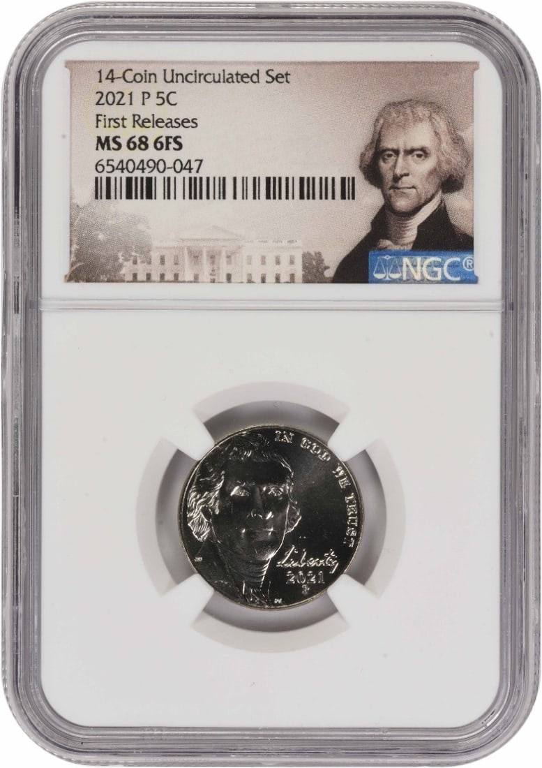 14 coin NGC MS68 6FS 2021-P Jefferson Nickel set (1 of 2)