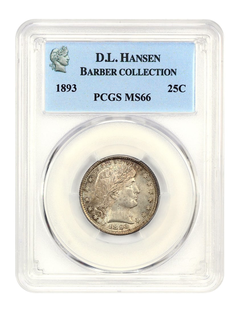 1893 Barber Quarter 25C PCGS MS66 D.L. Hansen Certified (1 of 4)
