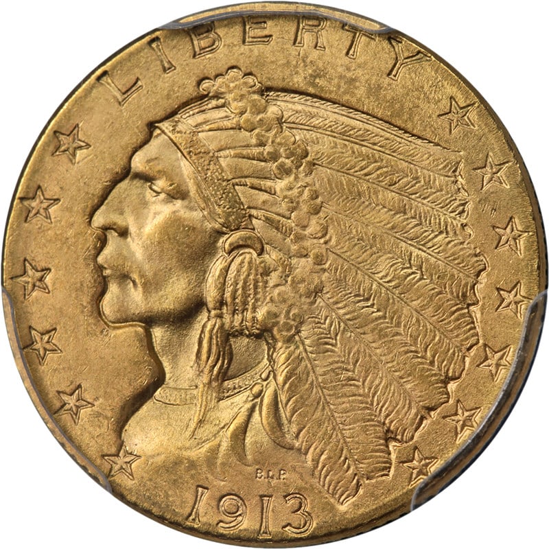 PCGS MS65 1913 Indian Head $2.50 Gold Coin (1 of 4)
