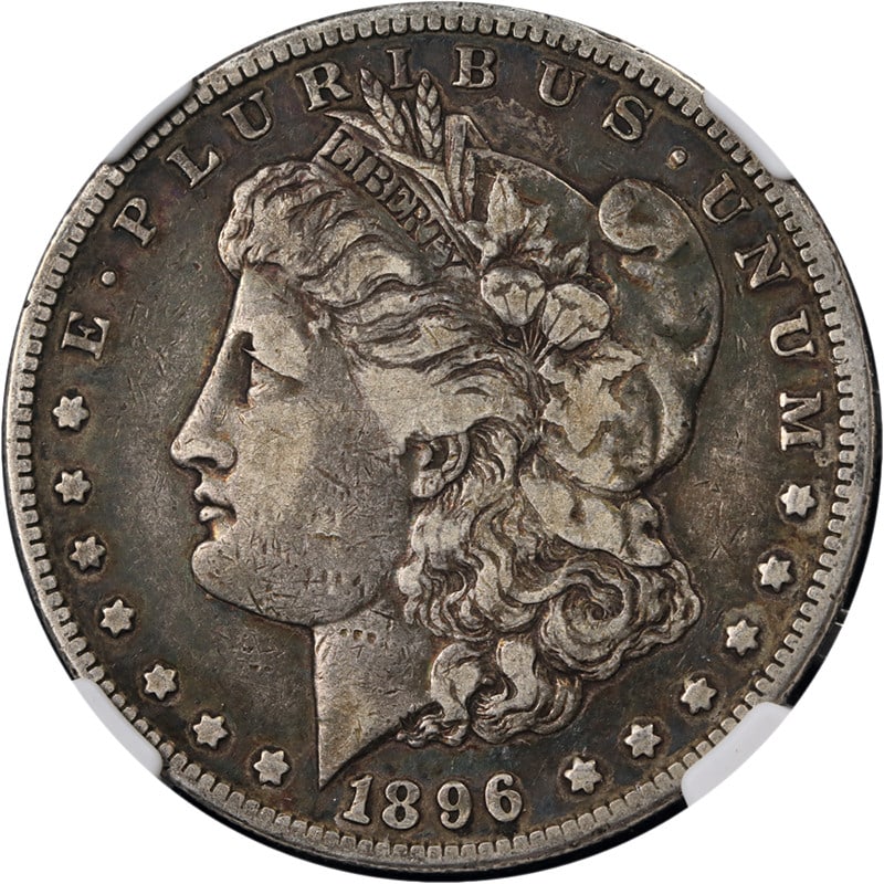 NGC VF25 1896-S Morgan Silver Dollar: NGC VF25 1896-S Morgan Silver Dollar An original 1896-S Morgan Silver Dollar certified by NGC and graded VF25. This circulated United States silver coin is described as having nice eye appeal, a nice 
