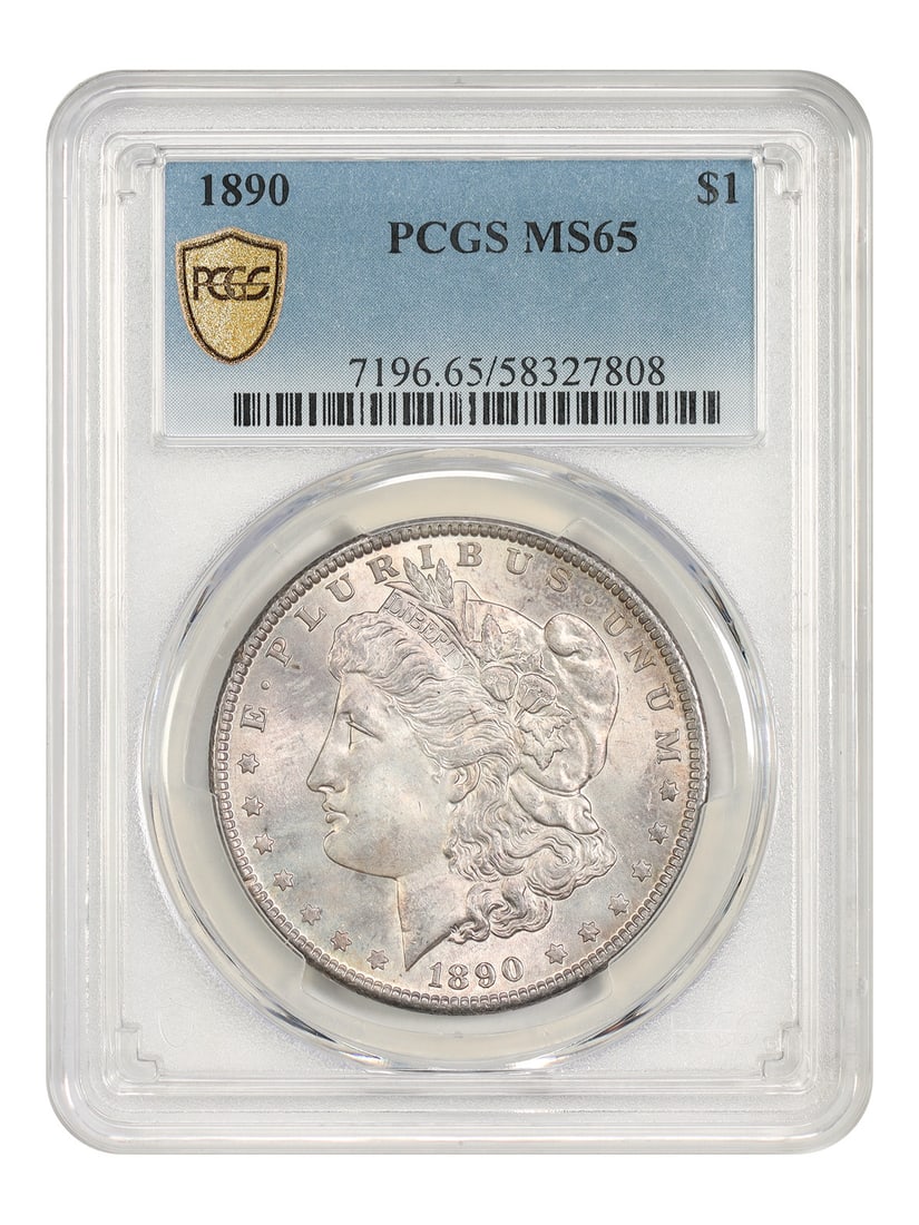 1890 Philadelphia Morgan Dollar $1 PCGS MS65 Uncirculated: 1890 Philadelphia Morgan Dollar $1 PCGS MS65 Uncirculated 1890 Morgan Dollar $1 from the Philadelphia Mint, certified by PCGS as MS65. The coin is uncirculated and pre-owned, with certification number