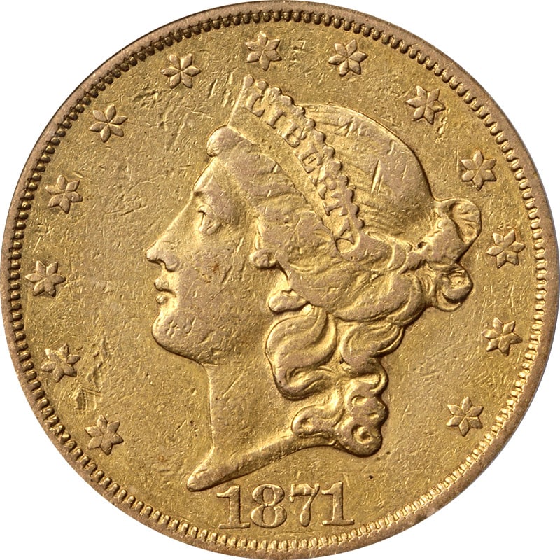 1871-CC Liberty Gold $20 Coin ICG EF40 Key Date Excellent Eye Appeal: 1871-CC Liberty Gold $20 Coin ICG EF40 Key Date Excellent Eye Appeal This 1871-CC Liberty Gold $20 coin is a key date piece, certified by ICG with a grade of EF40. It features nice eye appeal and a re