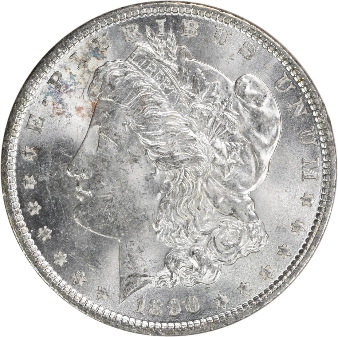 1890 Silver Dollar Morgan Choice BU Uncirculated Uncertified No Mint Mark: 1890 Silver Dollar Morgan Choice BU Uncirculated Uncertified No Mint Mark This 1890 Morgan Silver Dollar is a Choice Brilliant Uncirculated coin from the United States. Composed of silver, it features