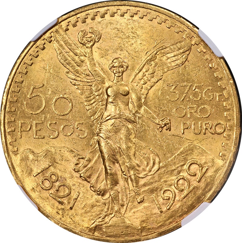 NGC Certified 1922 Mexico 50 Peso Gold Coin Uncirculated Details Reverse Cleaned: NGC Certified 1922 Mexico 50 Peso Gold Coin Uncirculated Details Reverse Cleaned This 1922 Mexico Gold 50 Peso coin is composed of 0.9 fineness gold and has been certified by NGC with Uncirculated Det