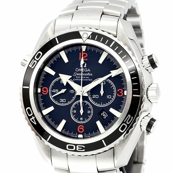 OMEGA Planet Ocean Co-Axial Chronograph 45.5mm Wristwatch: OMEGA Planet Ocean Co-Axial Chronograph 45.5mm Wristwatch This is a pre-owned OMEGA Seamaster Planet Ocean Co-Axial Chronograph wristwatch, crafted in Switzerland. Designed for men, this timepiece fea