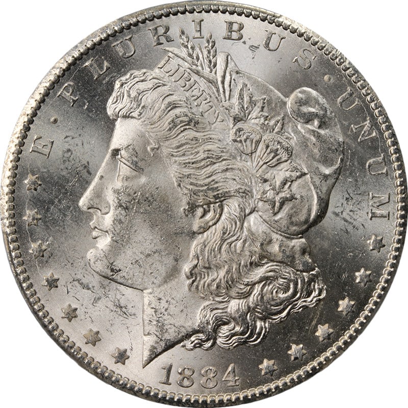 PCGS MS63 1884 CC Morgan Silver Dollar Blast White (1 of 4)