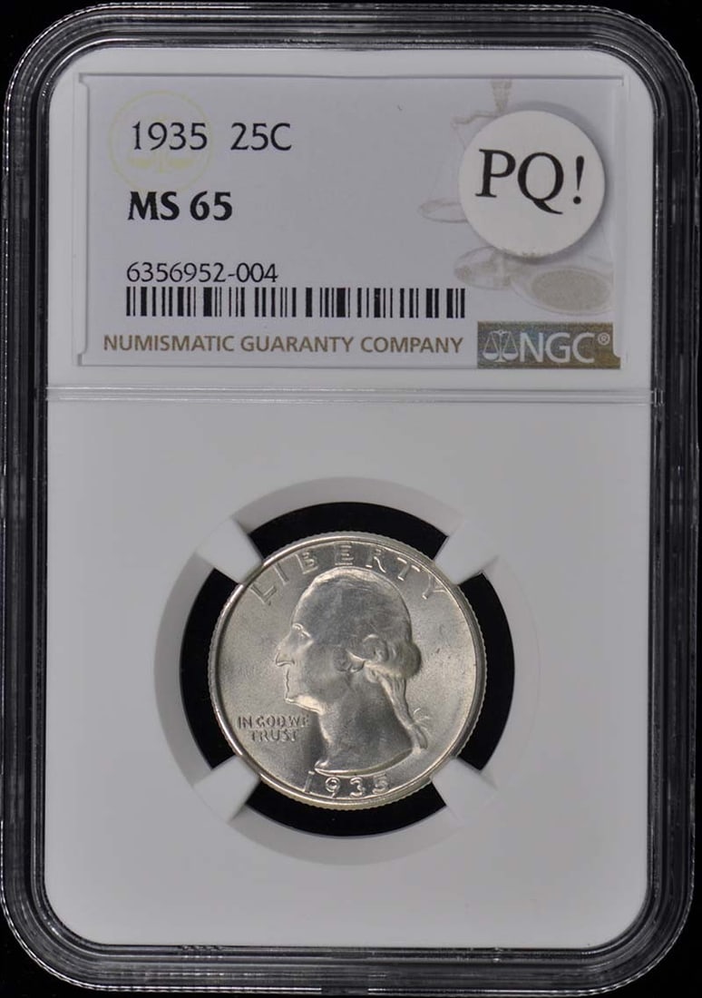 1935 Washington Quarter NGC MS65 Uncirculated Philadelphia Mint: 1935 Washington Quarter NGC MS65 Uncirculated Philadelphia Mint This 1935 Washington Quarter features a high grade of MS65, certified by NGC under certification number 6356952004. It is an uncirculate
