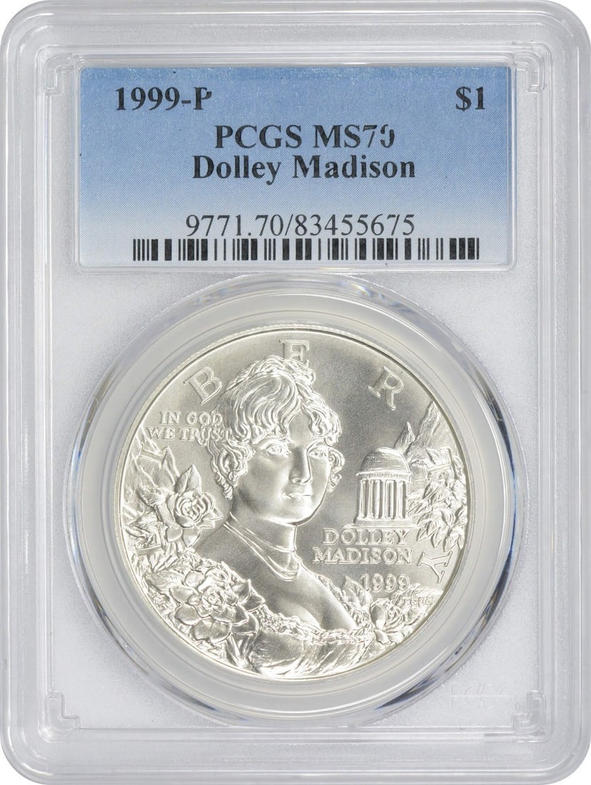 PCGS MS70 1999-P Dolley Madison Silver Dollar (1 of 2)