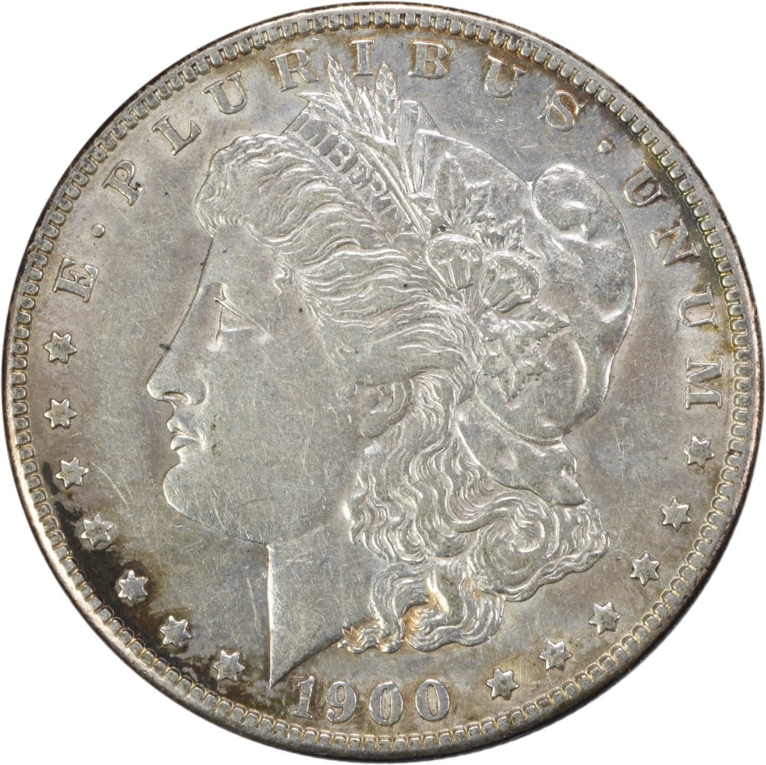 San Francisco Mint 1900 Morgan Dollar AU Grade Uncertified Silver Coin: San Francisco Mint 1900 Morgan Dollar AU Grade Uncertified Silver Coin This is a 1900-S Morgan Silver Dollar from the San Francisco Mint. The coin is composed of 90% silver and 10% copper, features a 
