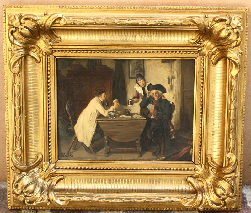 19th Century German Oil Painting by Listed Artist Hermann Bethke: 19th Century German Oil Painting by Listed Artist Hermann Bethke Experience the beauty of 19th-century art with this magnificent original German oil on board painting by the renowned listed artist Her