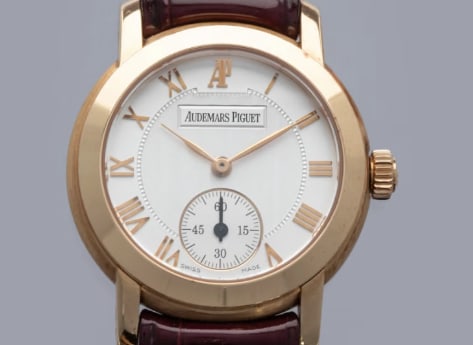 Audemars Piguet Jules Audemars Ladies Watch Ref 77208OR Silver Dial: Audemars Piguet Jules Audemars Ladies Watch Ref 77208OR Silver Dial Audemars Piguet Jules Audemars ladies watch with a silver dial featuring rose gold Roman numerals, a rose gold bezel, and an origina
