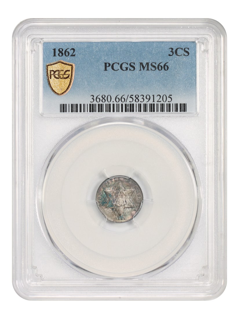 PCGS MS66 1862 3CS Three Cent Silver Coin (1 of 5)